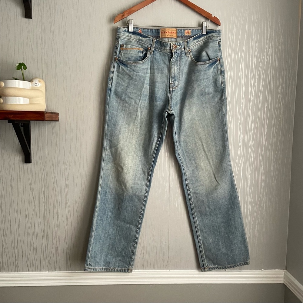 Mantaray Jeans W34 x L30 Loose Relaxed Fit Stone Wash Worn Denim Mens Blue